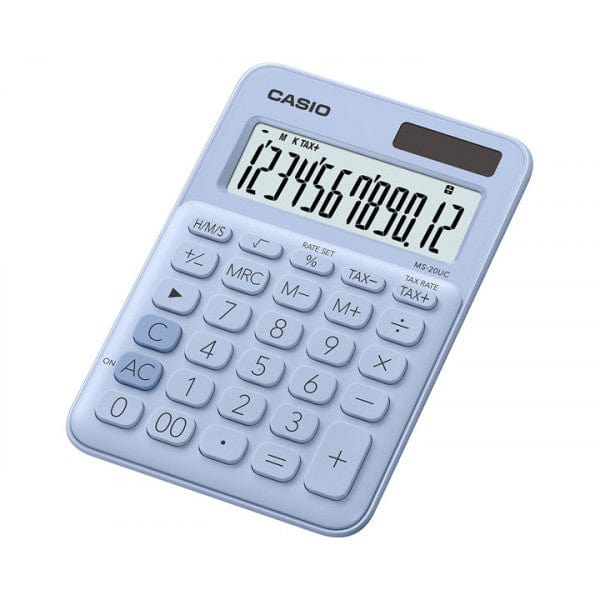 CASIO CALCULATOR Casio 12-Digit Mini Desk Calculator Light Blue MS-20UC-LT (7400584904793)