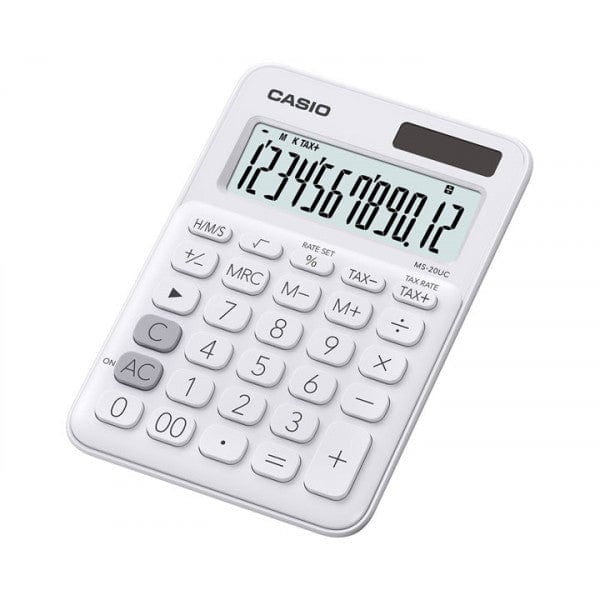 CASIO CALCULATOR Casio 12-Digit Mini Desk Calculator White MS-20UC-WH (7400585134169)