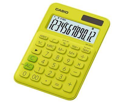 CASIO CALCULATOR Casio 12-Digit Mini Desk Calculator Yellow MS-20UC-YG (7400585691225)