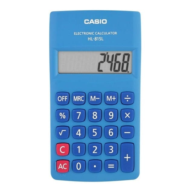 CASIO CALCULATOR Casio Portable  Calculator Hl-815l Blue (7400578318425)