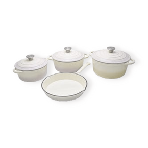Cast Iron POTS Cast Iron Cookware Pot Set 7 Piece White/Cream TH184 (7422921539673)