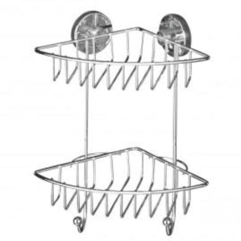 Wenko Bathroom WENKO Vacuum-Loc 2-Tier Corner Rack Bari - No Drilling Required (4723117097049)
