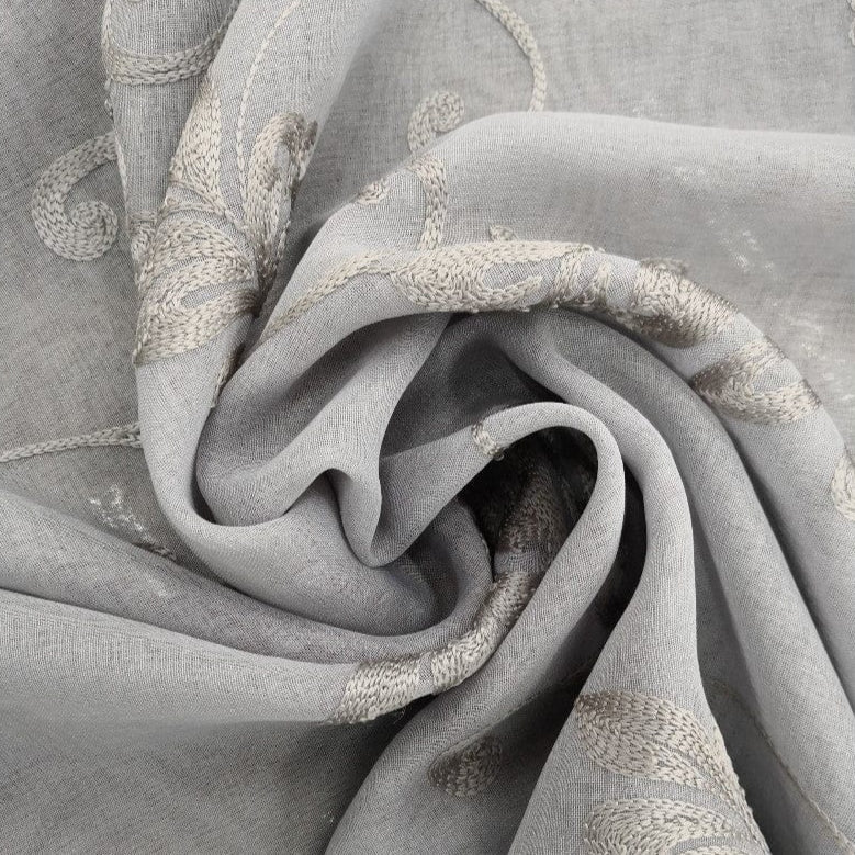 Unique Loom Lace & Voile Fabrics EMB Linen Voile D#1 Grey 65322 (7481413107801)