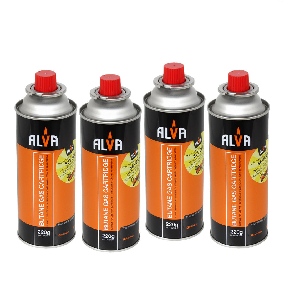 Alva 4-Pack Butane Gas Canisters 220g CCR100-4P