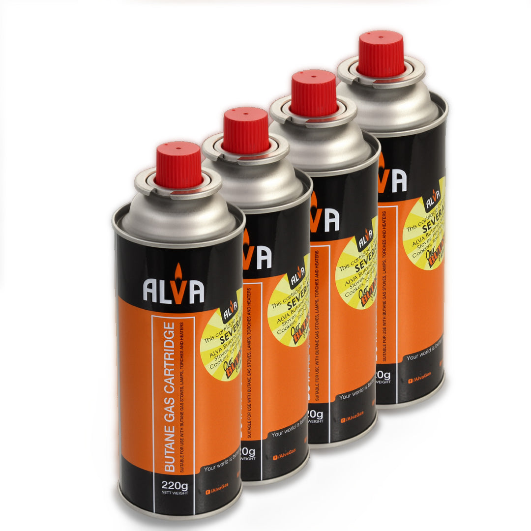 Alva 4-Pack Butane Gas Canisters 220g CCR100-4P