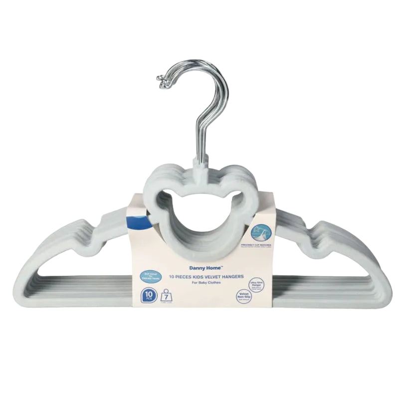 Danny Home Velvet Kids Hanger 10 Piece 32.8cm Blue VHK029L-10.