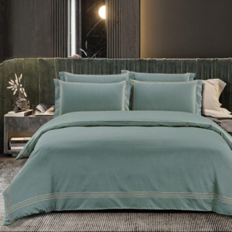 Egyptian Cotton Duvet Cover Egyptian Cotton 400 Thread Count Giorgio Duck egg & Cream Duvet Cover Set (6984218411097)
