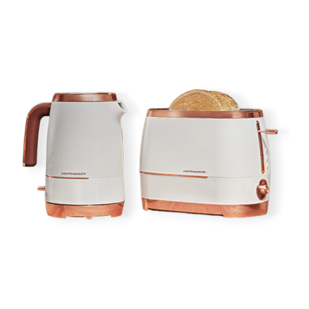 Beko TOASTER Beko Off White & Rose Gold Cosmopolis 1.7L Kettle And 2 Slice (7408125411417)