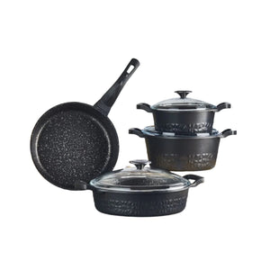 CEM Pots Set CEM Aluminium Ital Crystal 7 Piece Black TCDIK80000725