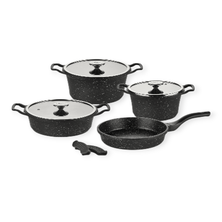 CEM Pots Set CEM Premium Cast Aluminium Orjin 7 Piece Black TCDOR80000725