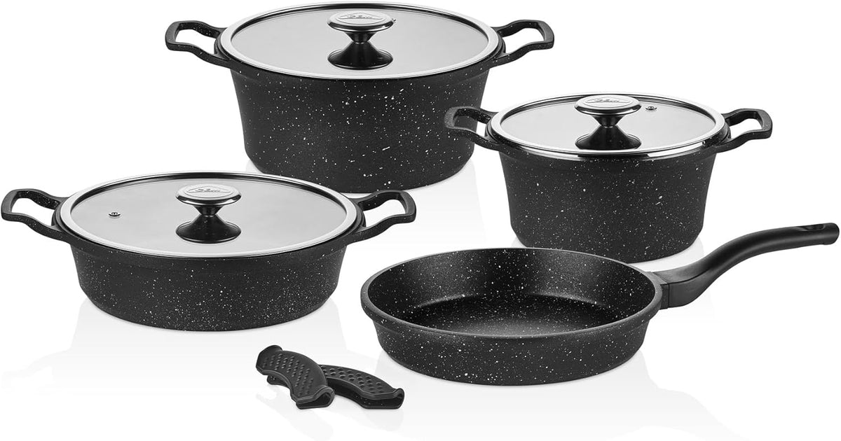 CEM Pots Set CEM Premium Cast Aluminium Orjin 7 Piece Black TCDOR80000725