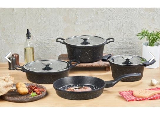 CEM Pots Set CEM Premium Cast Aluminium Orjin 7 Piece Black TCDOR80000725