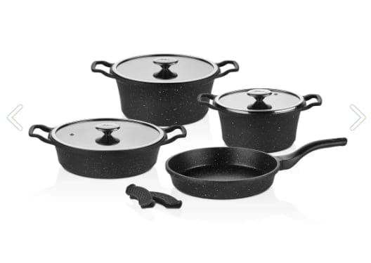 CEM Pots Set CEM Premium Cast Aluminium Orjin 7 Piece Black TCDOR80000725