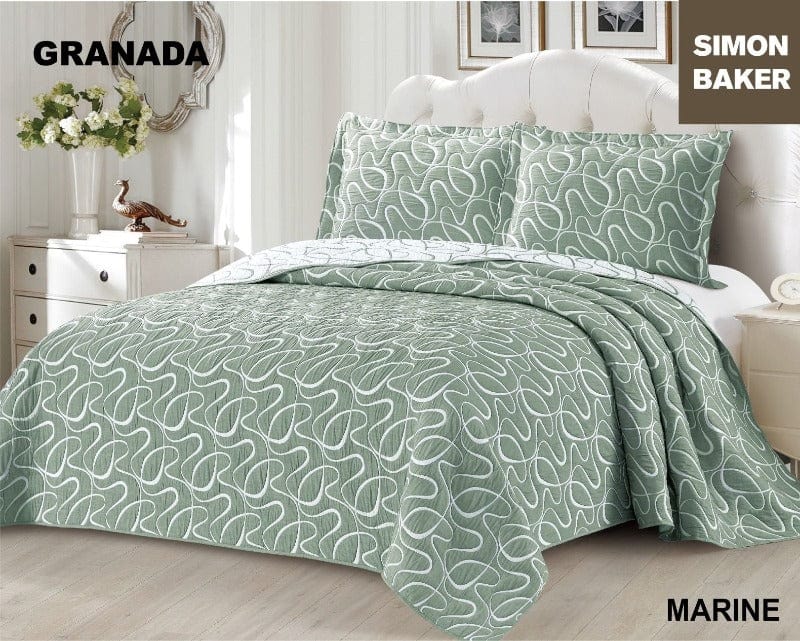 SIMON BAKER BEDSPREAD Simon Baker Granada Jacquard Bedspread Marine (6595056271449)