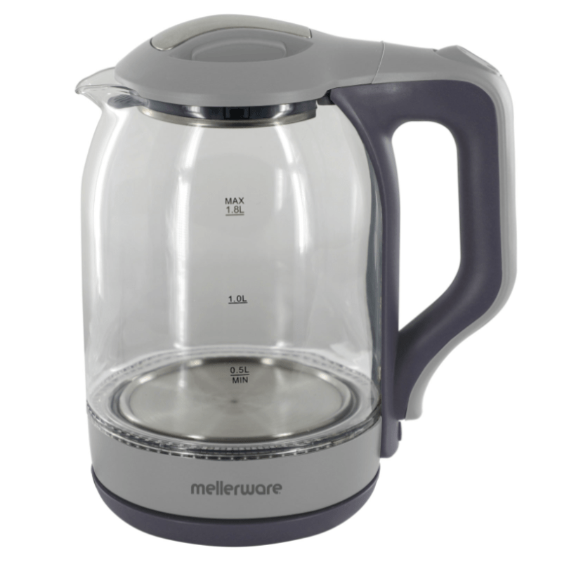 Mellerware KETTLE Mellerware Kettle 360 Degree Cordless Glass Grey 1.8 Litre 1800w Omega (7107354787929)