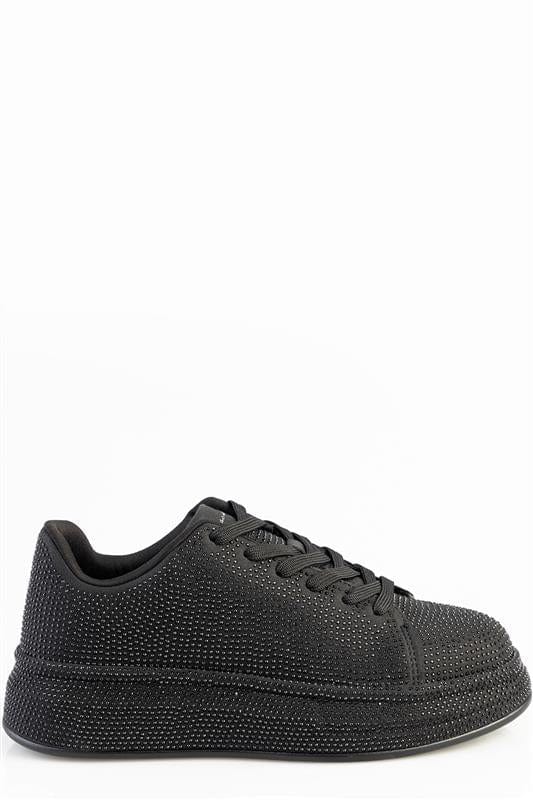 Sissy Boy Ladies Sneakers Sissy Boy Emblazon All Over Diamante Sneaker Black (7809638662233)
