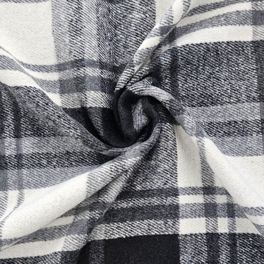 CHECKS BRUSHED Dress Fabric Black /White YD Checks Brushed 150cm