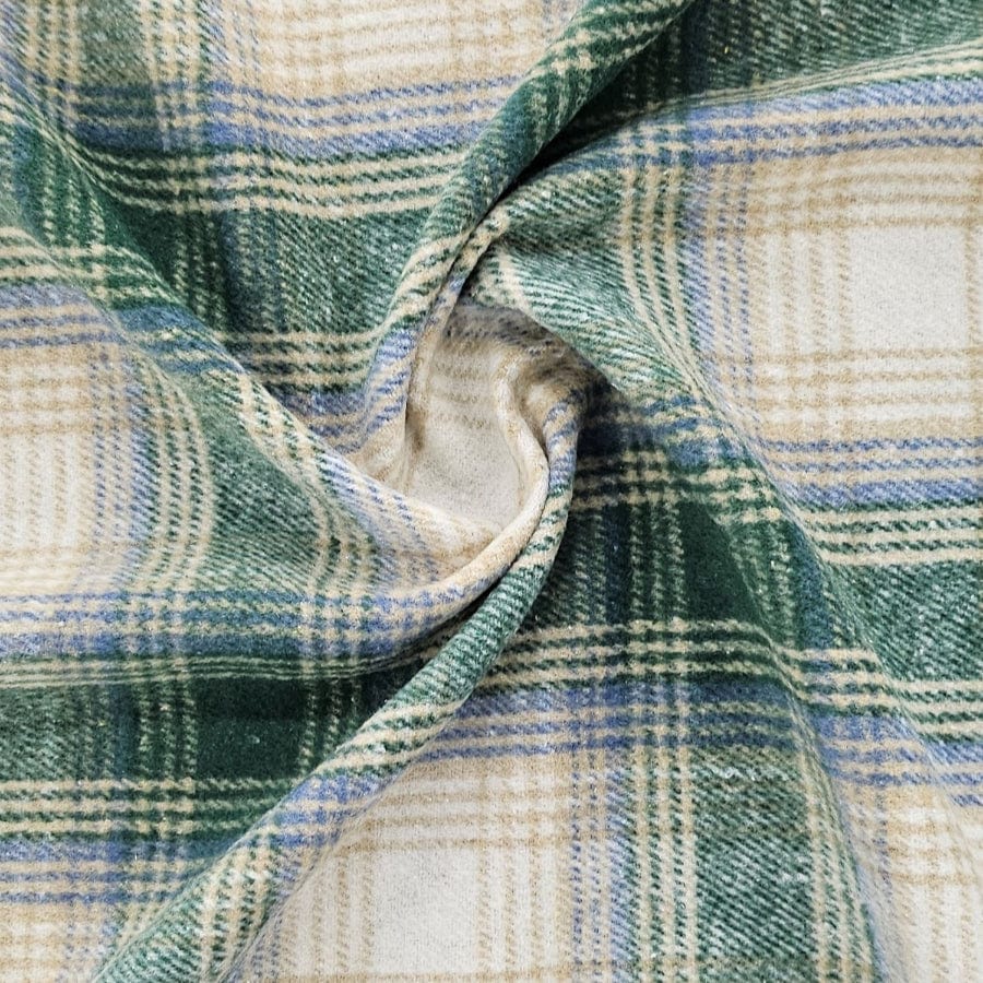 CHECKS BRUSHED Dress Fabric Green /Beige YD Checks Brushed 150cm