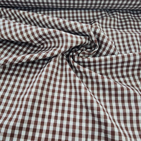 CHECKS Dress Fabrics Gingham Check Fabric Brown 150cm (7476043808857)