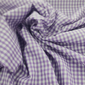 CHECKS Dress Fabrics Gingham Check Fabric Lilac 150cm (7476043251801)