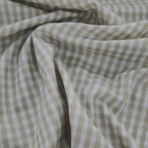 CHECKS Dress Fabrics Gingham Check Fabric Stone 150cm (7476043219033)