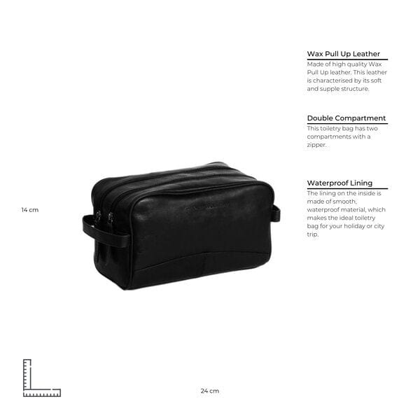 Chesterfield VANITY CASE Chesterfield Leather Toiletry Bag Black Stacey (7486307860569)