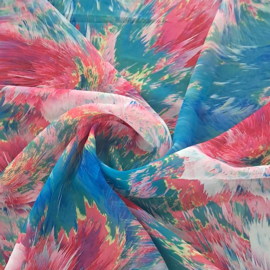 CHIFFON Dress Fabrics P4093/3 Peach Chiffon Digital 150cm (7877922947161)