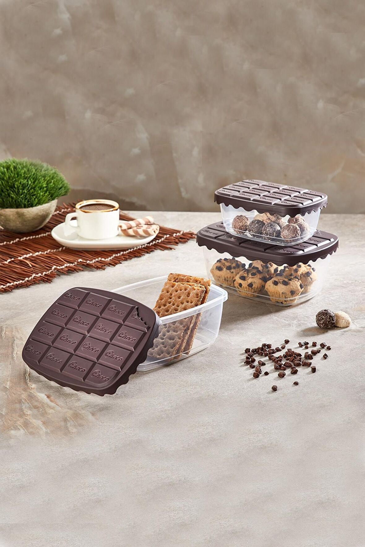 Sun Plast Choco Box Chocolate Storage Container Set of 3 SC-4275 (7985687494745) (7985689428057)