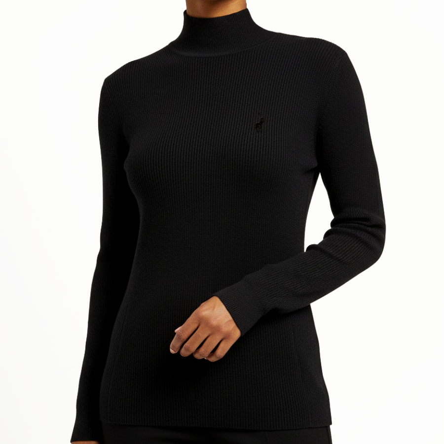 Polo Womens Amelia Long Sleeve Mock Neck Knit Black 0070328
