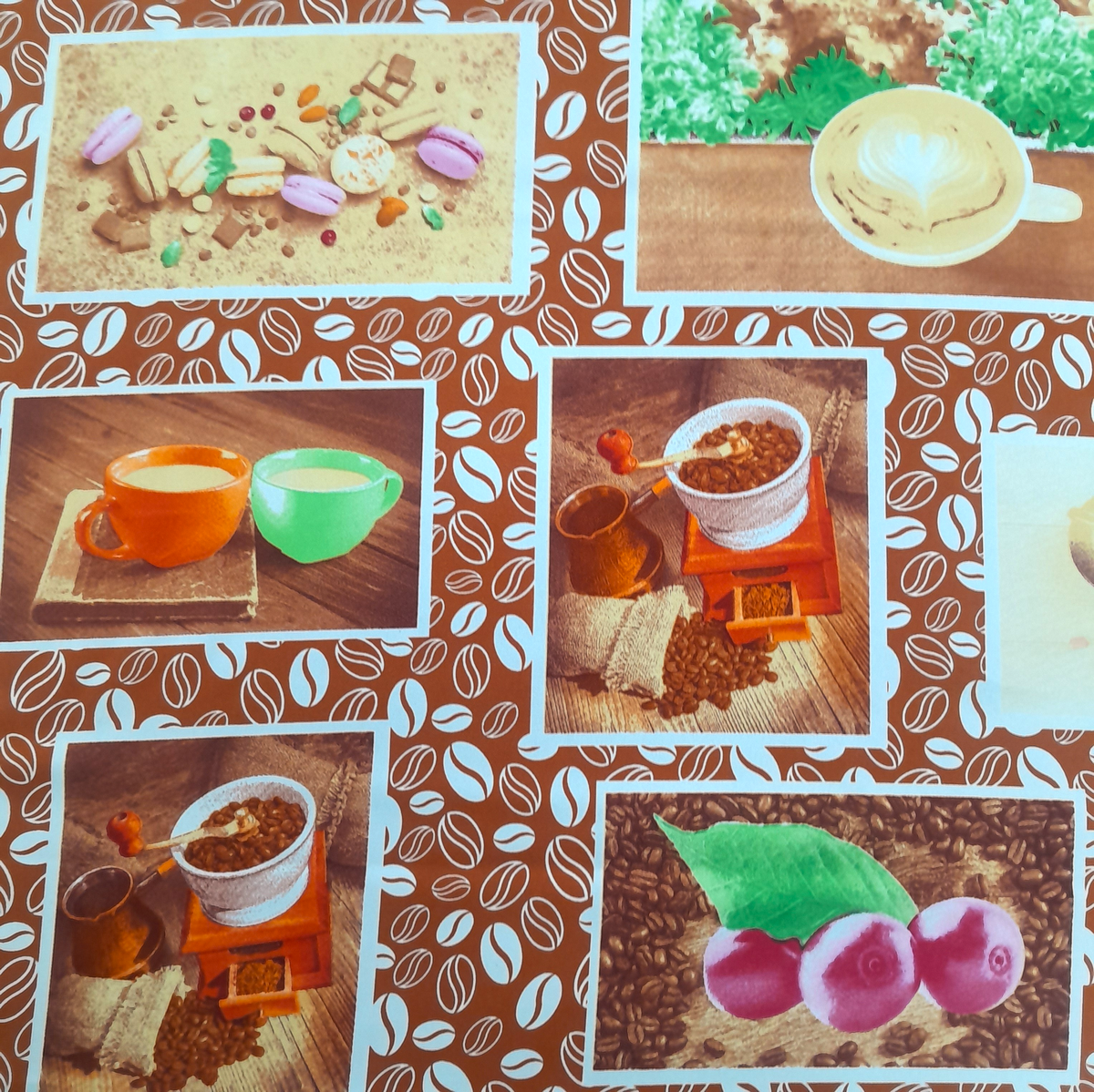 Fabric Printed Mini Matt Coffee Time 140 cm.