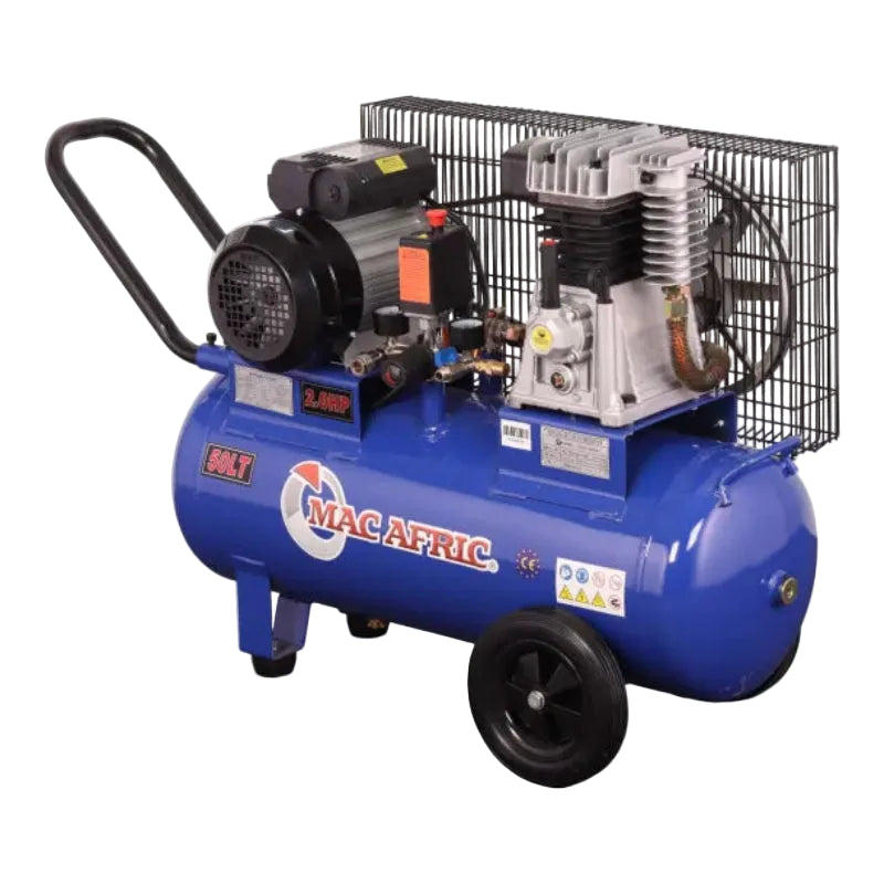 MAC AFRIC 50 Litre 1.5 KW (2 HP) 230 V Belt Driven Compressor.