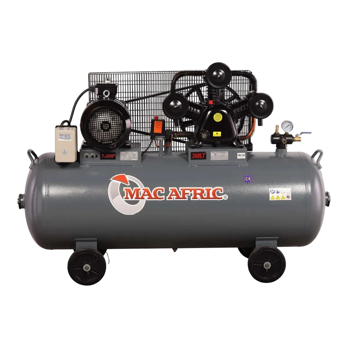 MAC AFRIC 300 Litre 5.5 KW (7.5 HP) 380 V Belt Driven "V-Type" Compressor