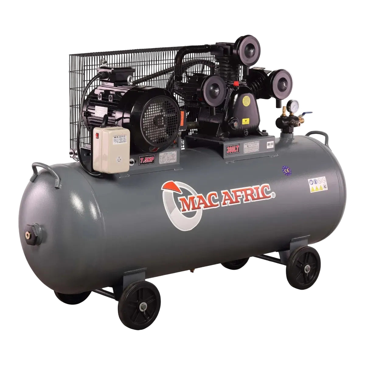 MAC AFRIC 300 Litre 5.5 KW (7.5 HP) 380 V Belt Driven "V-Type" Compressor