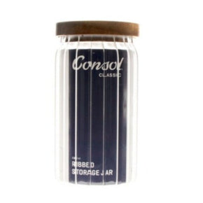 Consol CANISTER Consol Round Ribbed Canister With Acacia Lid, 800ml 11335 (7285921808473)