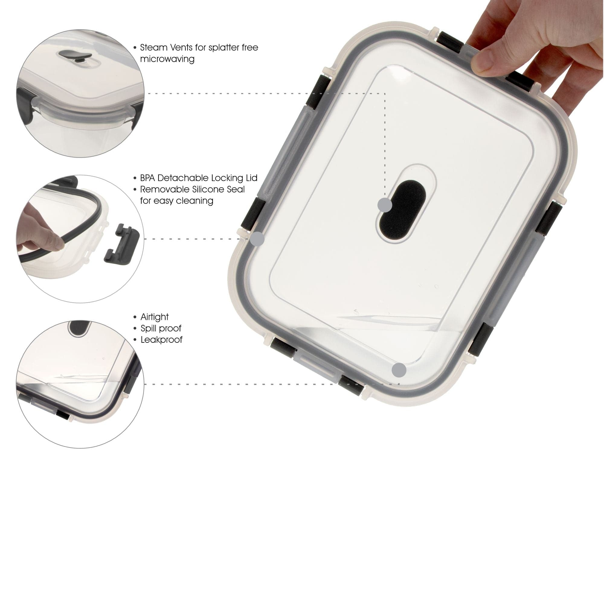 Consol Consol Madrid 2 Division Storage Container With Clip On Lid, 1.36 Litre (7098666319961)