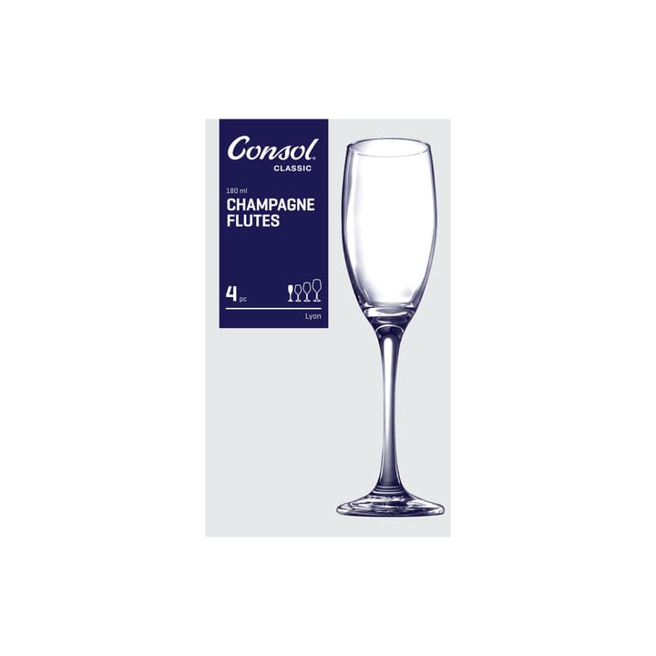 Consol GLASS Consol 180ml Lyon Stem Champagne Flute Set Of 4 (7573314895961)