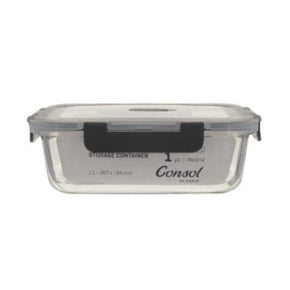 Consol GLASS Consol Madrid Rectangular Storage Container with Clip-On Lid 1L 17170 (7285951201369)