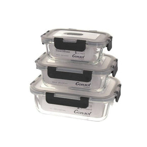 Consol GLASS Consol Madrid Storage Containers With Clip On Vented Lids 3 Piece (7564208570457)