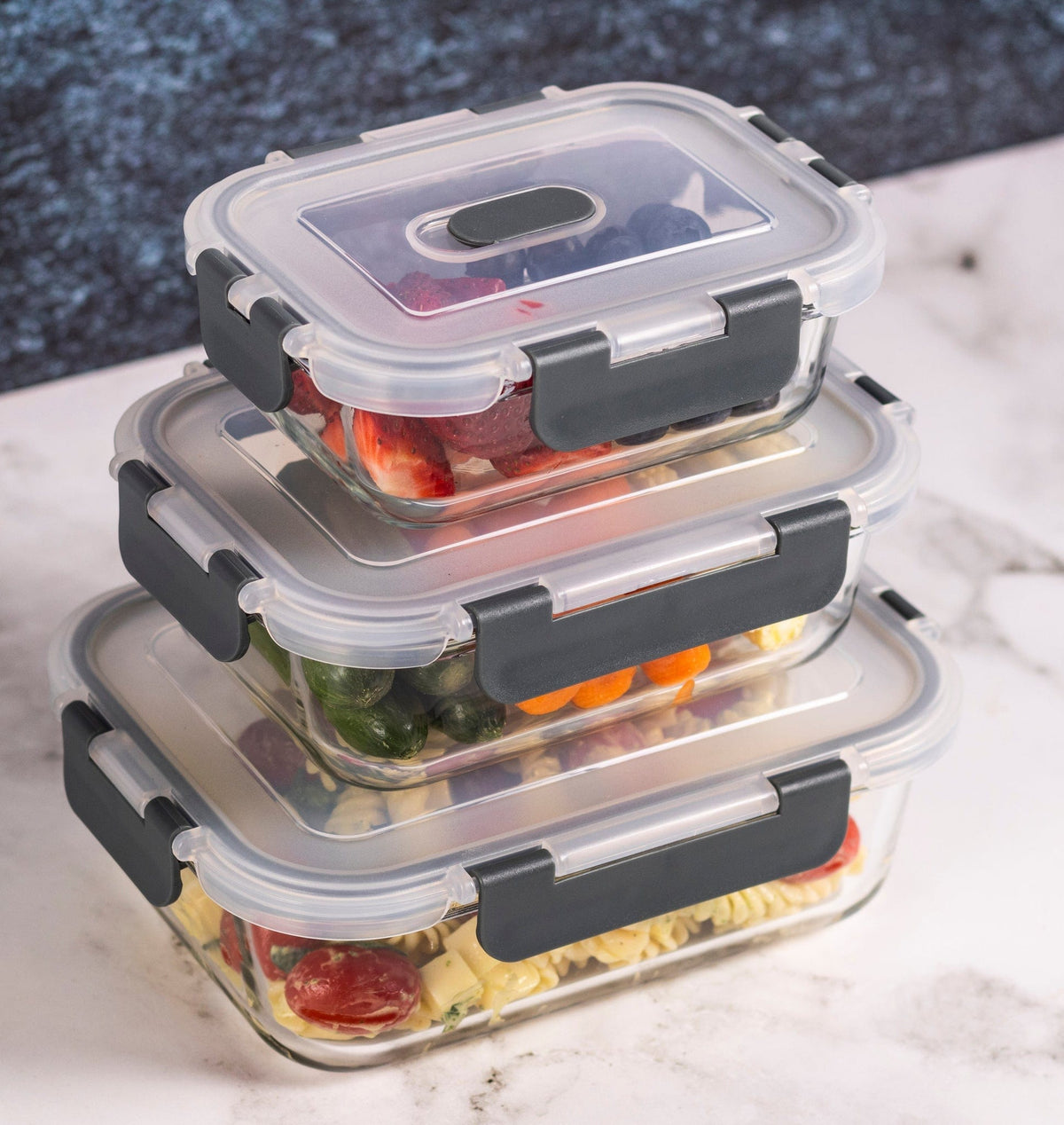 Consol GLASS Consol Madrid Storage Containers With Clip On Vented Lids 3 Piece (7564208570457)