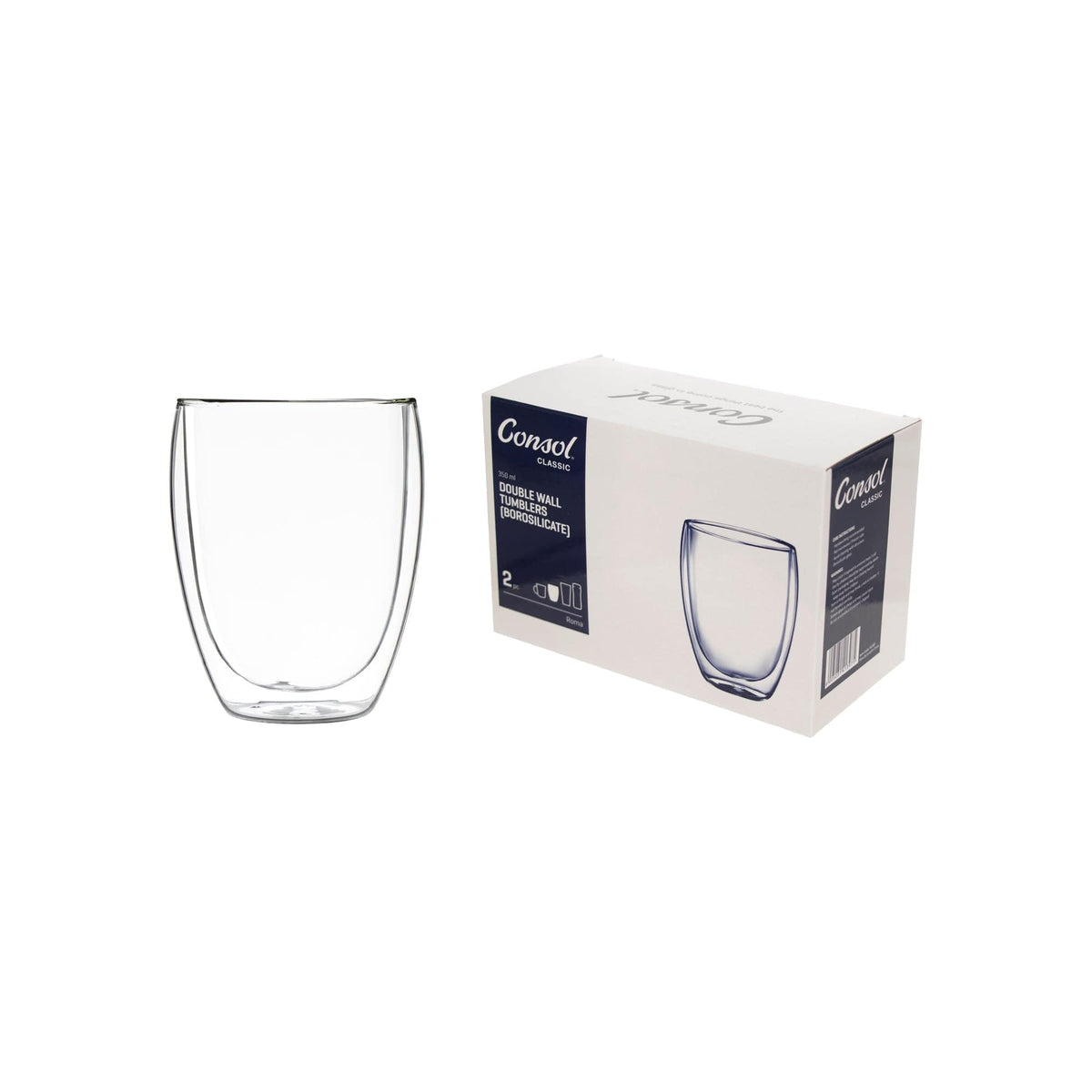 Consol GLASS Consol Roma Double Wall Borosilicate Glass Tumbler 350ml Set Of 2 (7285971419225)