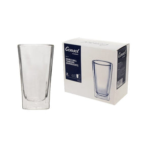 Consol GLASS Consol Roma Double Wall Square Borosilicate Glass Tumbler 380ml Set Of 2 (7285974204505)