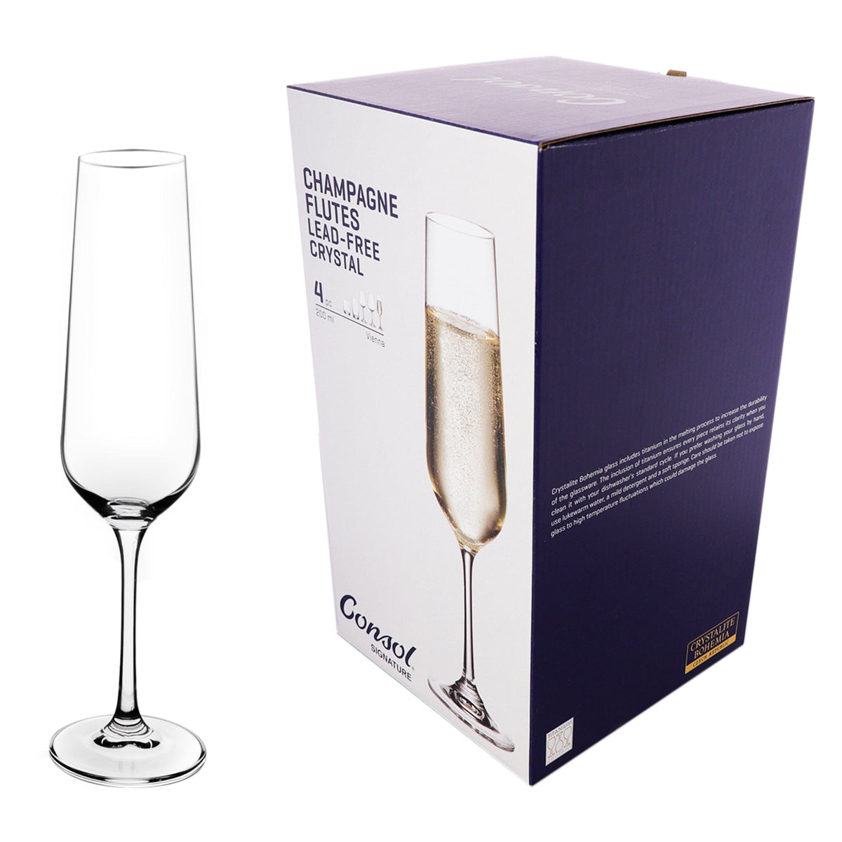 Consol GLASS Consol Signature Champagne Glass 200ml Set Of 4 (7563837079641)