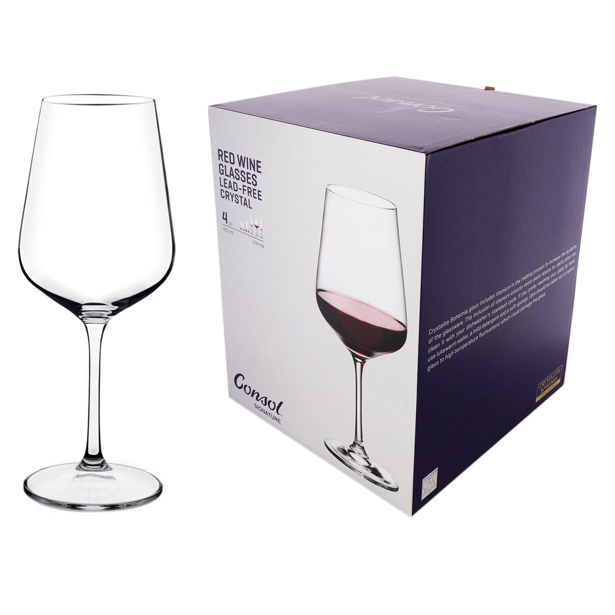 Consol GLASS Consol Signature Red Wine Glass 450ml Set Of 4 (7560050376793)