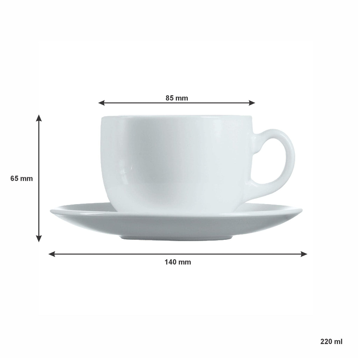 Consol MUG Consol Opal Glass White Cup & Saucer 220ml 37060