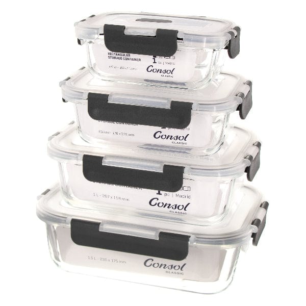 Consol Storage Containers Consol Madrid Storage Containers With Clip On Vented Lids 4 Piece 17179
