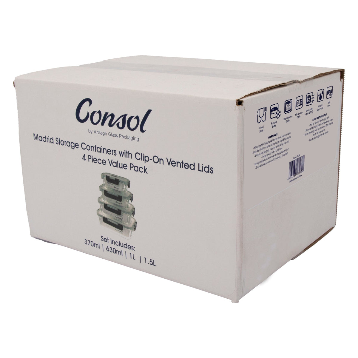 Consol Storage Containers Consol Madrid Storage Containers With Clip On Vented Lids 4 Piece 17179