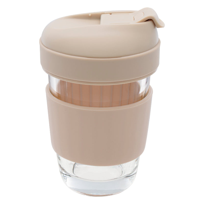 Consol Travel Mug Consol Lugo Glass Travel Mug With Beige Plastic Lid, 320ml 17221
