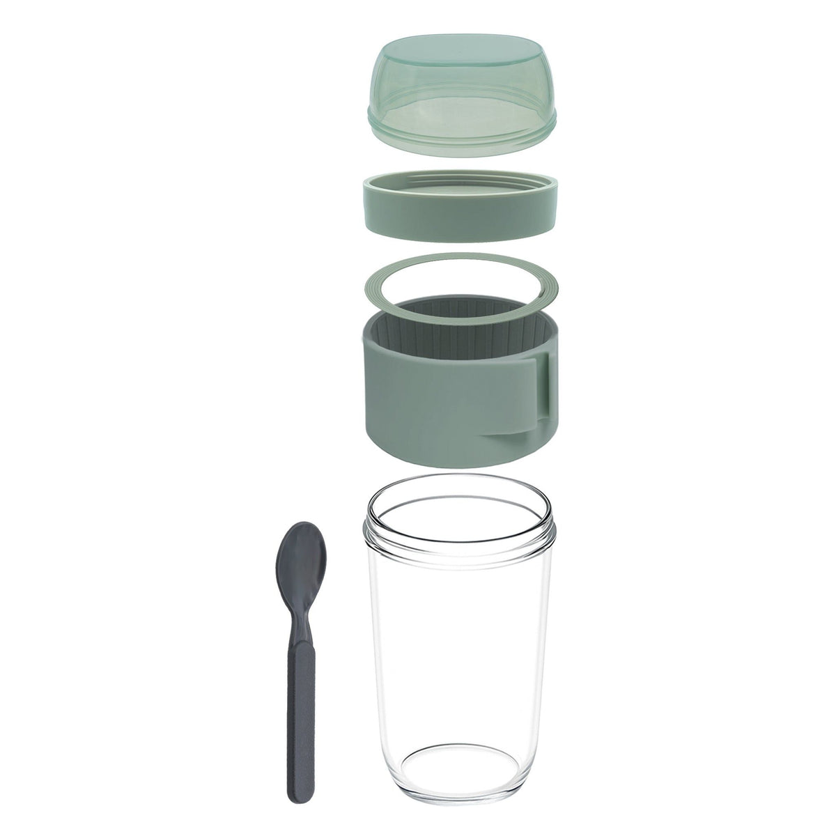 Consol Travel Mug Consol Lugo Layer Lux Cup With Green Plastic Lid And Grey Spoon, 480ml 17222