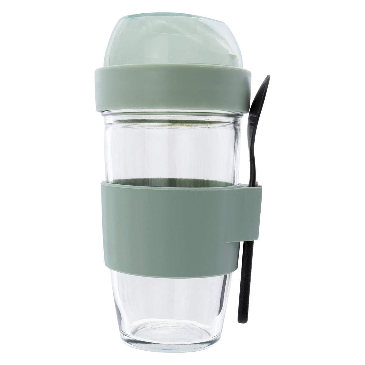 Consol Travel Mug Consol Lugo Layer Lux Cup With Green Plastic Lid And Grey Spoon, 480ml 17222