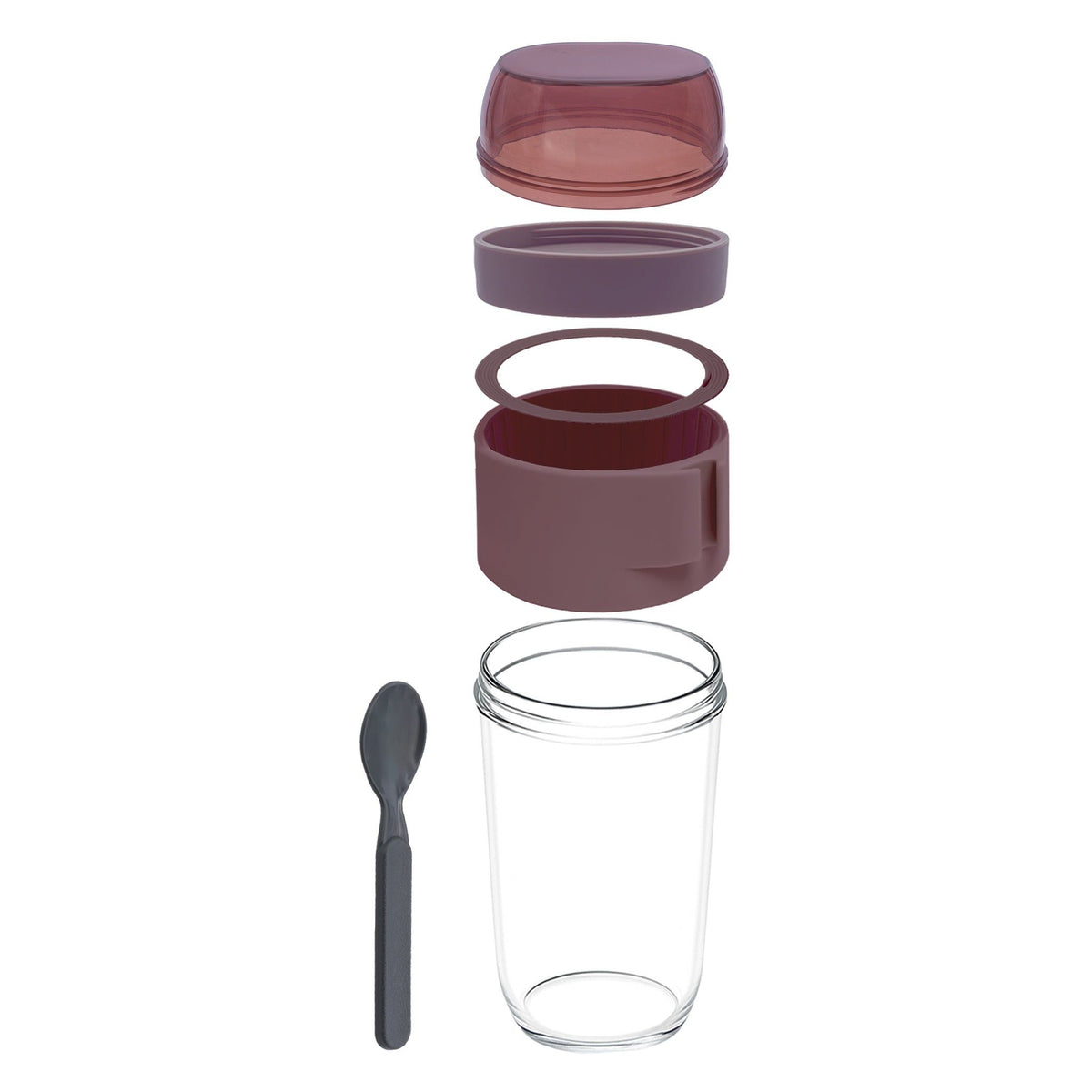 Consol Travel Mug Consol Lugo Layer Lux Cup With Purple Plastic Lid And Grey Spoon 480ml 17223